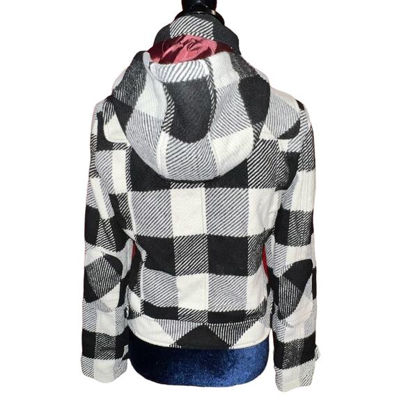 Dollhouse Outerwear Hood Coat Plaid Black white purple liner Maude size Medium - Picture 3 of 8
